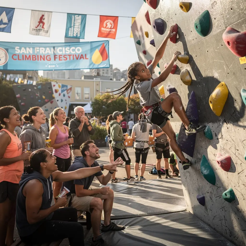 Семья, наслаждающаяся походом по живописной тропе к началу скалолазного маршрута.