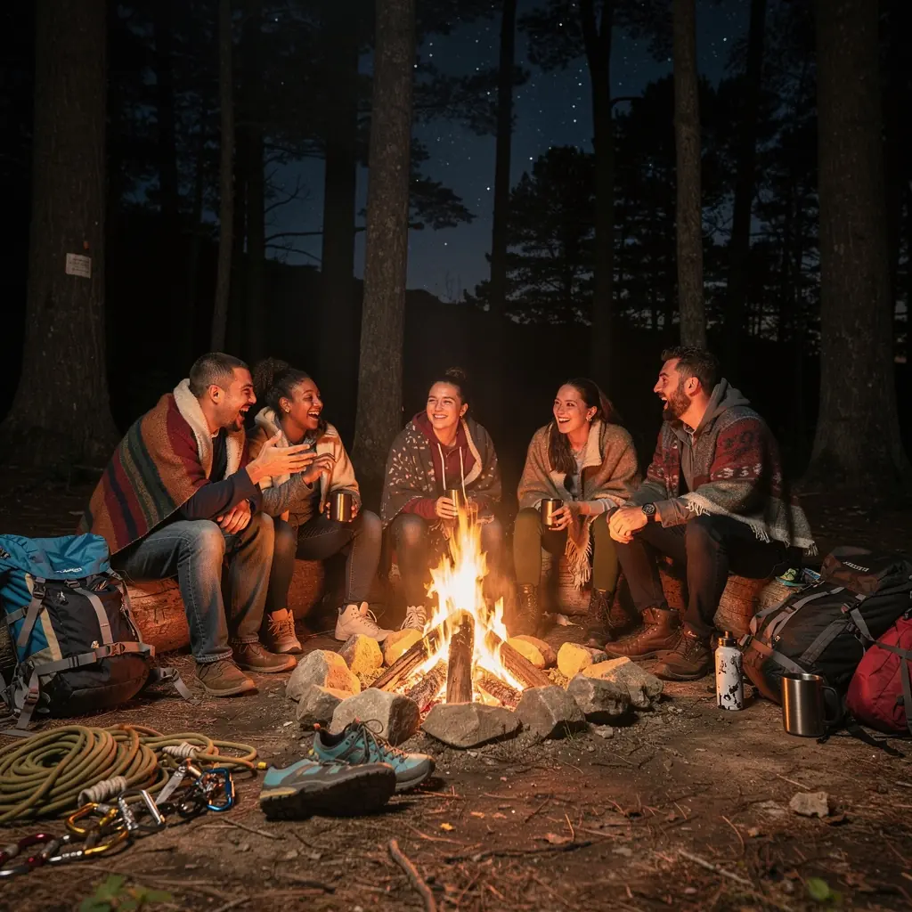 Альпинист, использующий веревку и карабины для безопасного восхождения.