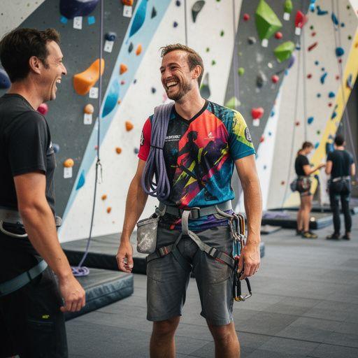 Пейзаж с яркими осенними деревьями и скалами для альпинизма.